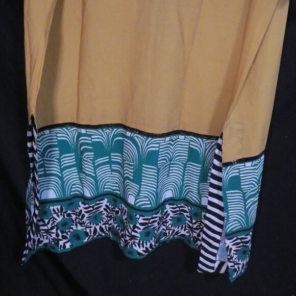 LULUSAR | xl - extra large | Vibrant Yellow and Green Patterned Kaftan - Picture 14 of 16